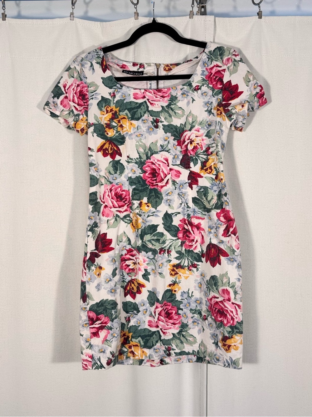 Vintage 90s My Michelle Floral Denim Mini Dress